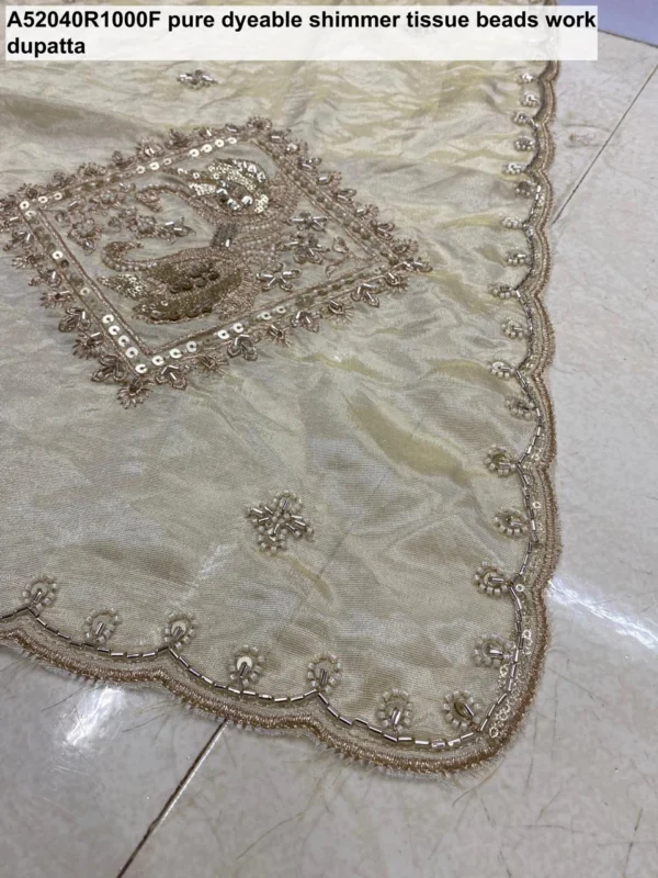 Pure shimmer tissue silk dyeable hand cutwork dupatta 25m - High-Quality Fabric