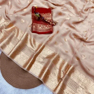 Pure viscose georgette banarasi saree peacock butta amrutdresses - High-Quality Fabric