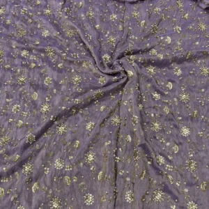 Sea green shimmer tissue silk fabric with beads work - High-Quality Fabric