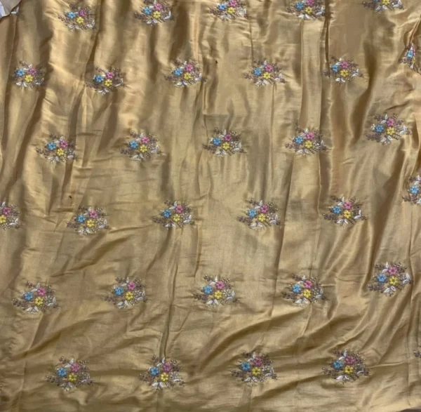 Soft rose gold kashmiri silk fabric intricate butta work - High-Quality Fabric