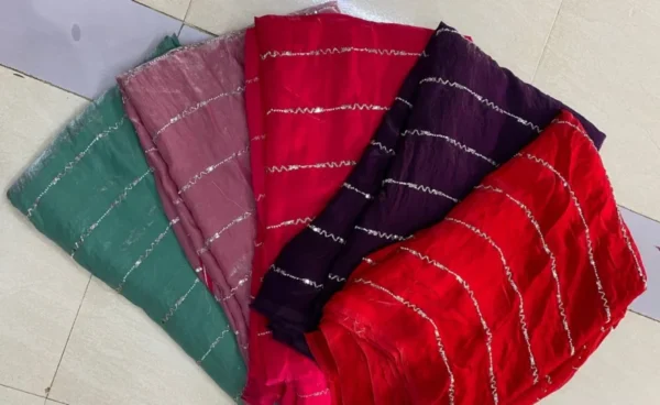 Space silk fabric with cutdana pipe beads work 8211 290m 8211 amrut dresses - High-Quality Fabric