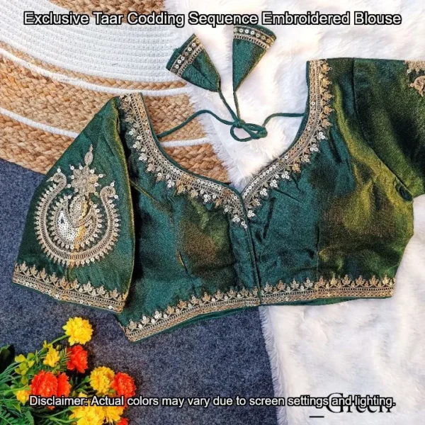 Taar codding sequence embroidered blouse milan silk - High-Quality Fabric