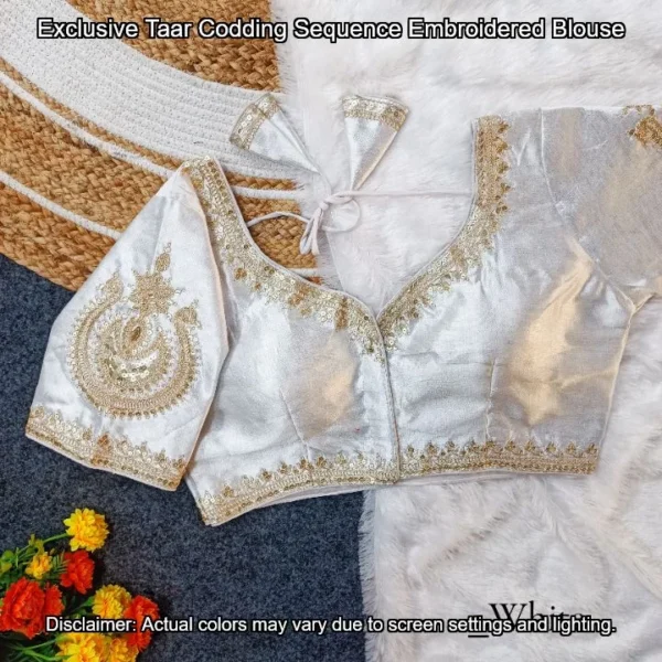 Taar codding sequence embroidered blouse milan silk - High-Quality Fabric