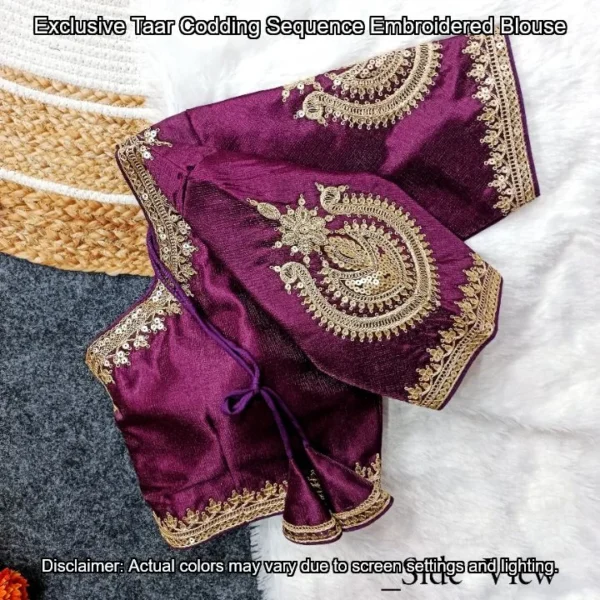 Taar codding sequence embroidered blouse milan silk - High-Quality Fabric