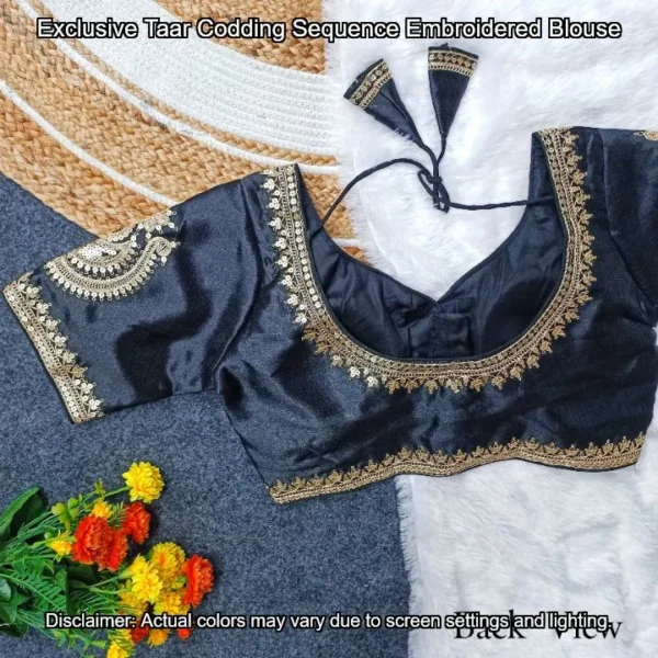 Taar codding sequence embroidered blouse milan silk - High-Quality Fabric