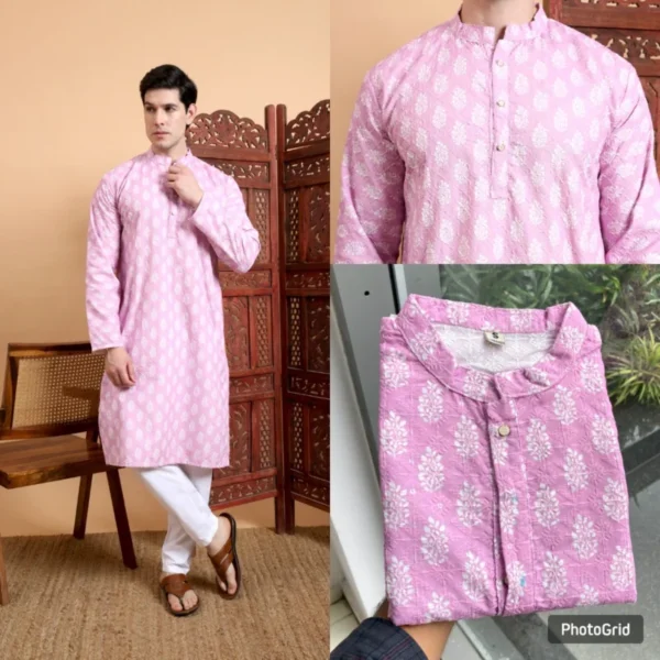 Traditional cotton digital crochet men8217s kurta 8211 killer10 - High-Quality Fabric