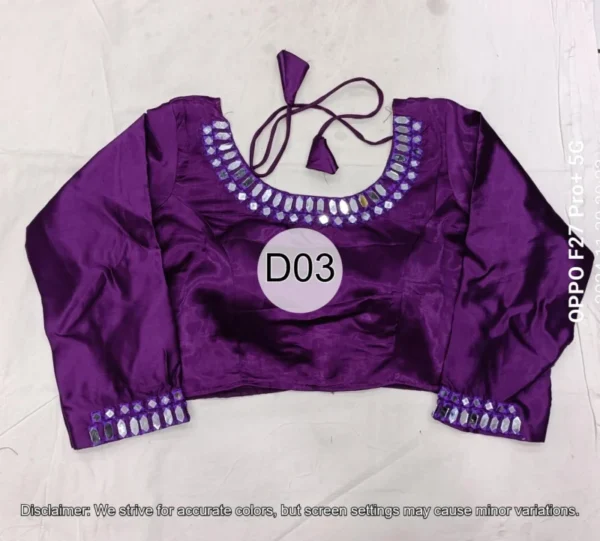 Trendy pure gajji silk mirror work blouse ready to wear - High-Quality Fabric