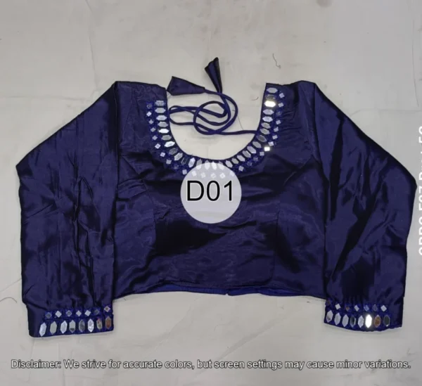 Trendy pure gajji silk mirror work blouse ready to wear - High-Quality Fabric