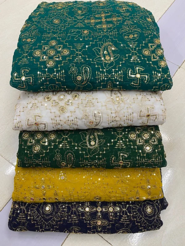 Vintage georgette fabric with intricate work shop now - High-Quality Fabric