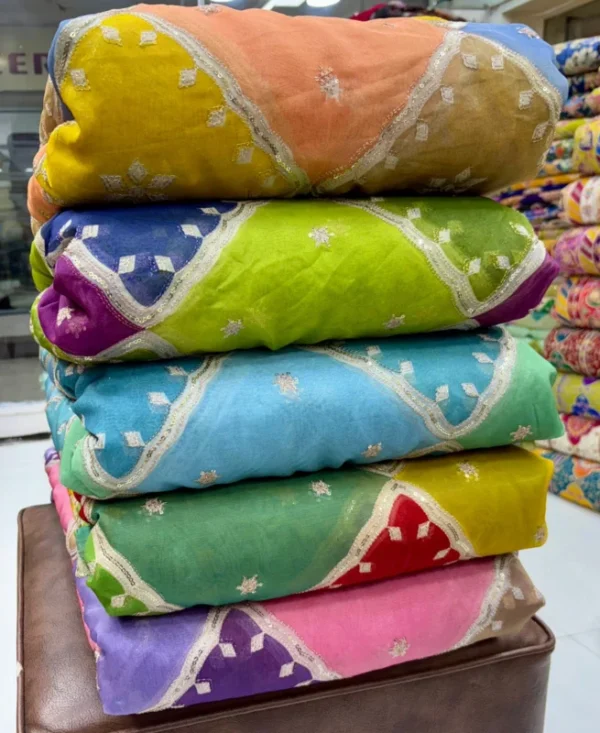 Wholesale tebby silk soft organza with sequins embroidery 448243 - High-Quality Fabric