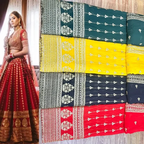 A1251300790 pure georgette 56in daman with dupatta - High-Quality Fabric