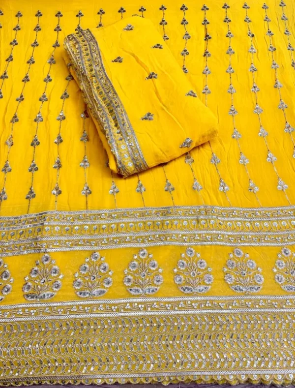 A1251300790 pure georgette 56in daman with dupatta - High-Quality Fabric