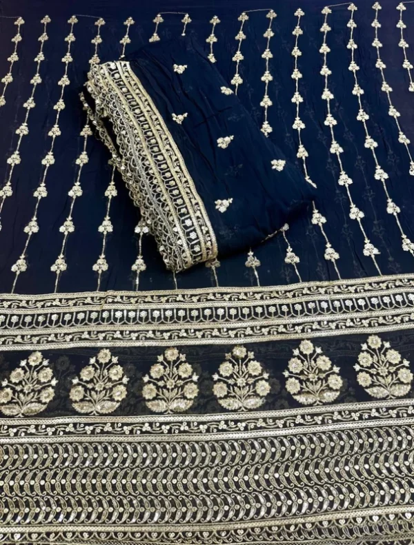 A1251300790 pure georgette 56in daman with dupatta - High-Quality Fabric