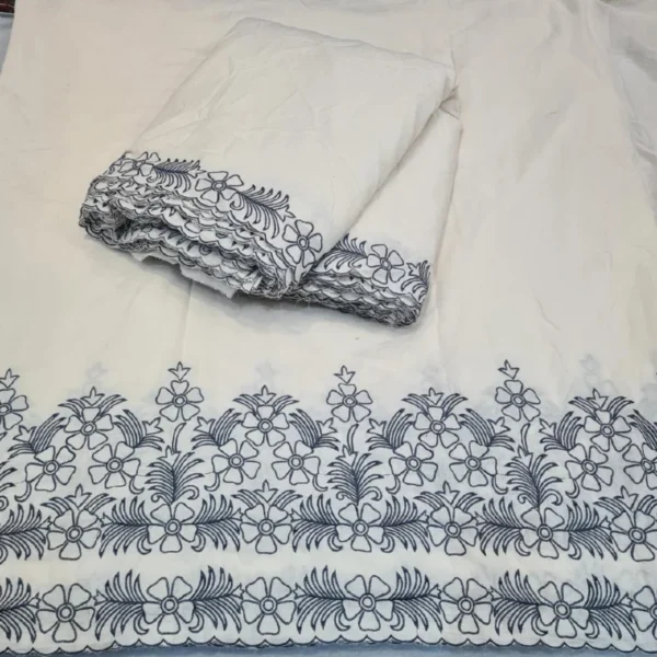 Dyeable soft kora mul cotton multi embroidered fabric - High-Quality Fabric