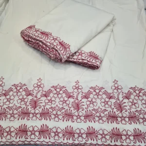 Dyeable soft kora mul cotton multi embroidered fabric - High-Quality Fabric