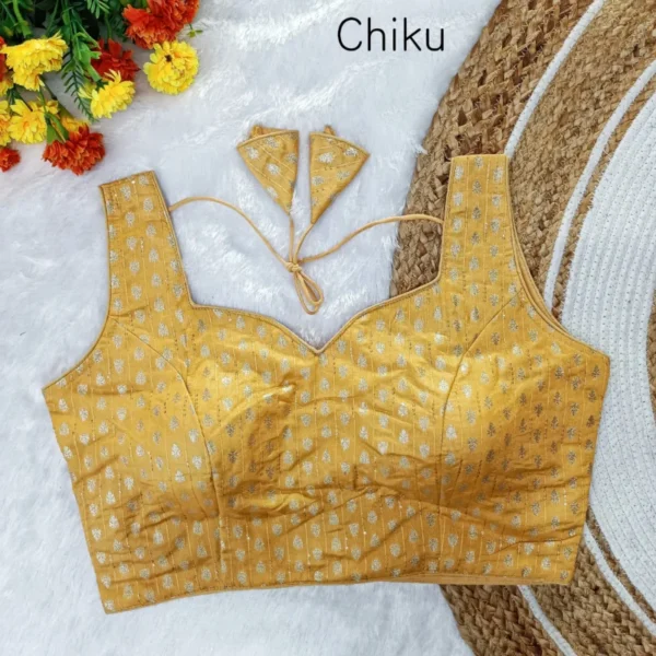 Exclusive partywear chanderi cotton blouse crosset jari jacquard - High-Quality Fabric