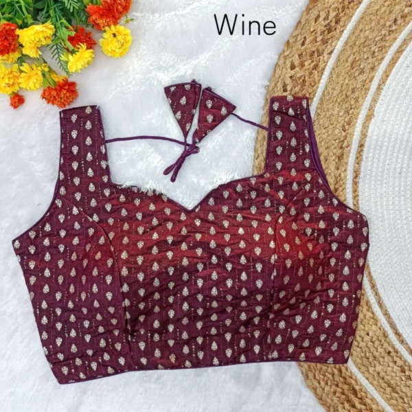 Exclusive partywear chanderi cotton blouse crosset jari jacquard - High-Quality Fabric