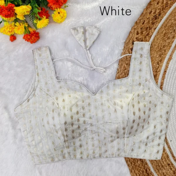 Exclusive partywear chanderi cotton blouse crosset jari jacquard - High-Quality Fabric