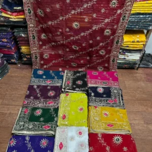 Georgette vintage multi embroidery ready dupatta - High-Quality Fabric