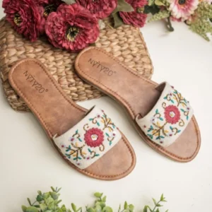 Handcrafted designer chappals soft leather finish flats - High-Quality Fabric