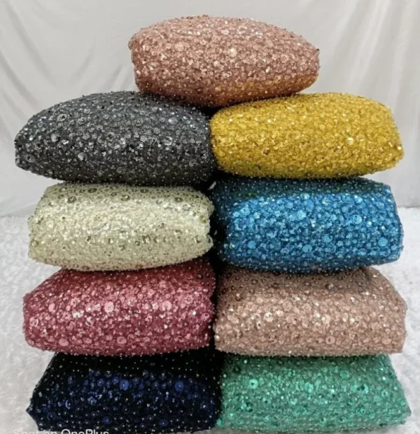 Imported net heavy hand work sequence fabric 588243 width - High-Quality Fabric