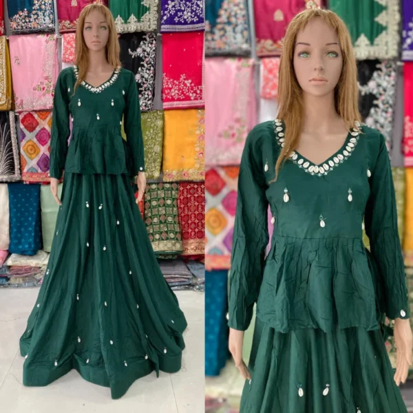 Kediya style dhabu cotton lehenga set 8211 real mirror kodi work - High-Quality Fabric
