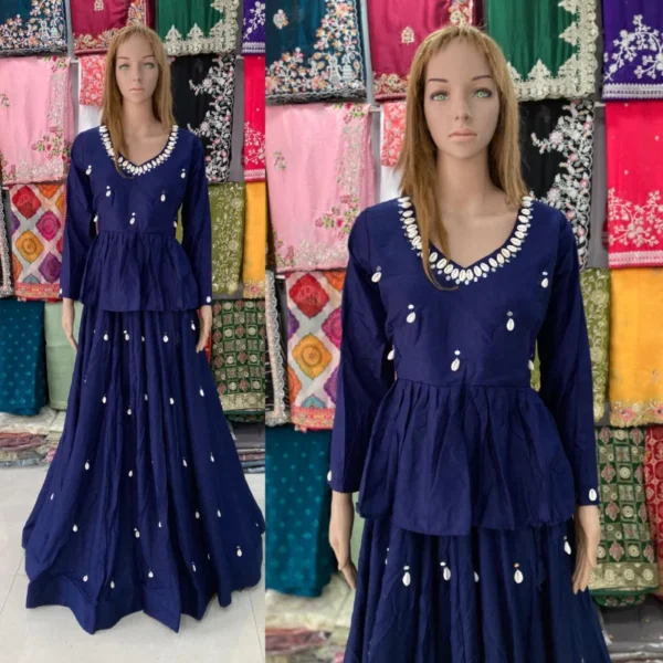 Kediya style dhabu cotton lehenga set 8211 real mirror kodi work - High-Quality Fabric
