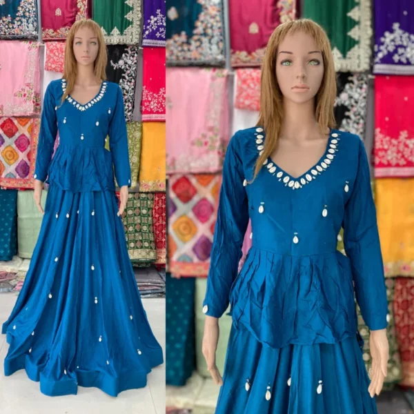 Kediya style dhabu cotton lehenga set 8211 real mirror kodi work - High-Quality Fabric