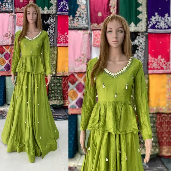 Kediya style dhabu cotton lehenga set 8211 real mirror kodi work - High-Quality Fabric