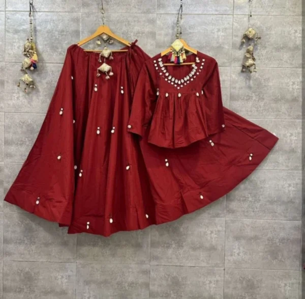 Kediya style dhabu cotton lehenga set 8211 real mirror kodi work - High-Quality Fabric