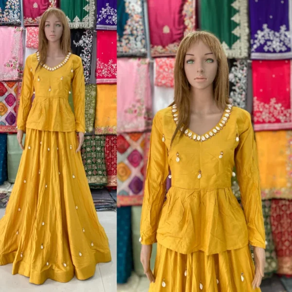 Kediya style dhabu cotton lehenga set 8211 real mirror kodi work - High-Quality Fabric