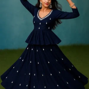 Kediya style dhabu cotton lehenga set 8211 real mirror kodi work - High-Quality Fabric