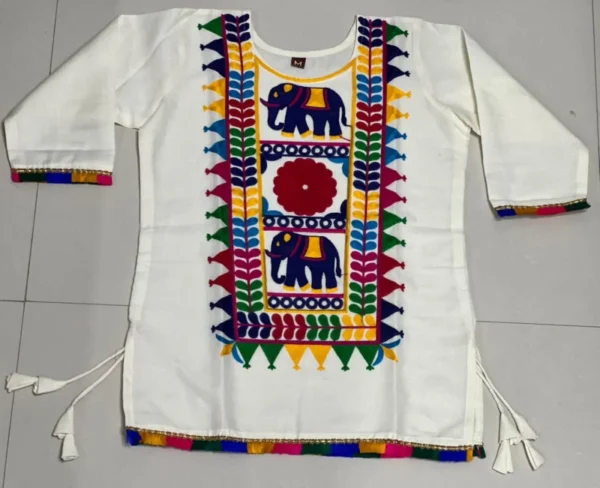 Navratri special cotton flex embroidery tunic top - High-Quality Fabric
