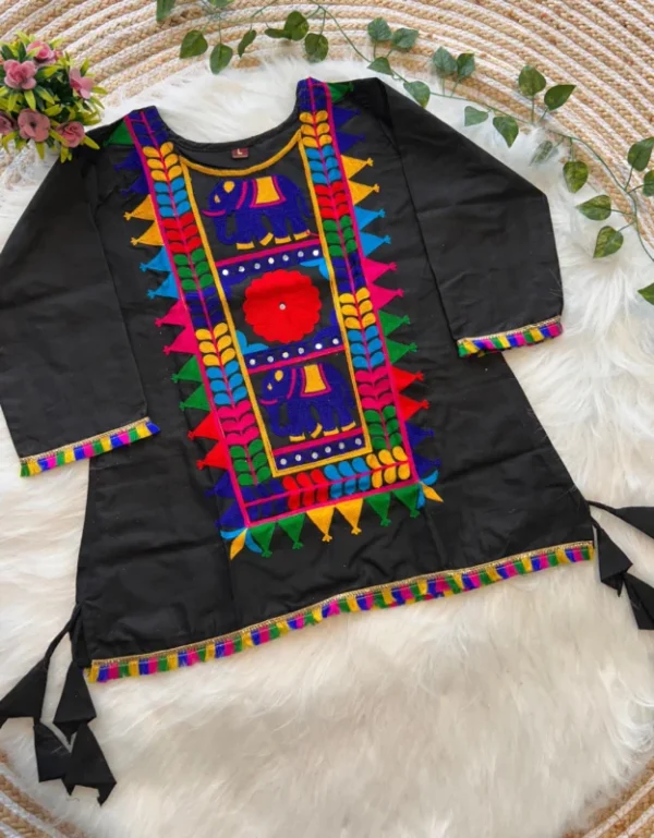 Navratri special cotton flex embroidery tunic top - High-Quality Fabric