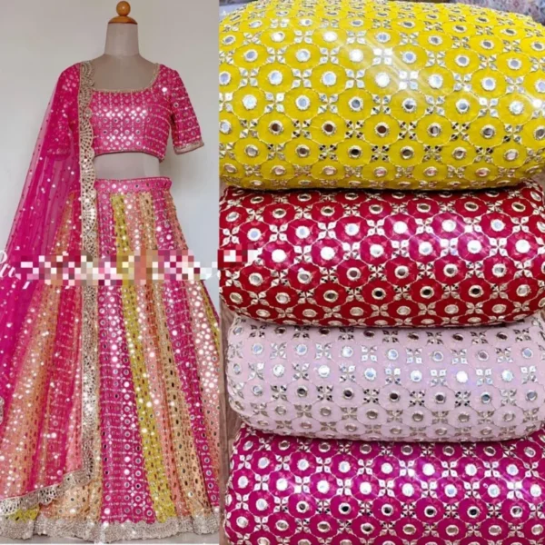 Premium georgette 44in with heavy embroidery a1251190 - High-Quality Fabric