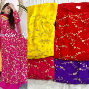 Pure chinon fabric with heavy all over work shop now - High-Quality Fabric