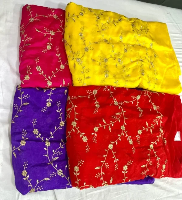 Pure chinon fabric with heavy all over work shop now - High-Quality Fabric