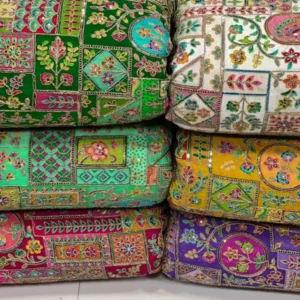 Pure crepe floral mango position print embroidery fabric 6 colors - High-Quality Fabric