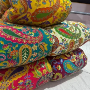 Pure crepe mango print fabric heavy sequence work 448243 wide - High-Quality Fabric
