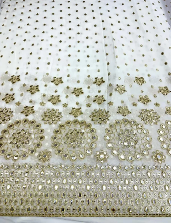 Pure georgette dyeable fabric with heavy sequence work - High-Quality Fabric
