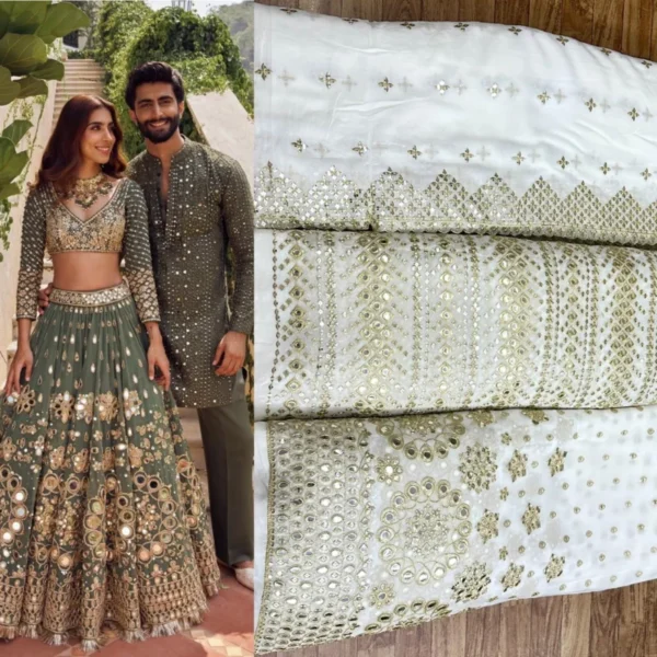Pure georgette dyeable fabric with heavy sequence work - High-Quality Fabric