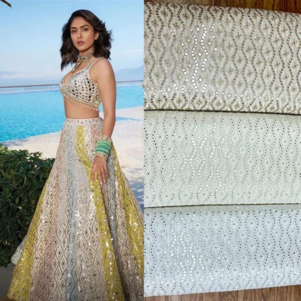 Pure georgette dyeable fabric with heavy sequence work - High-Quality Fabric