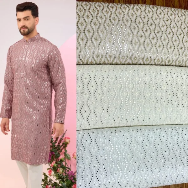 Pure georgette dyeable fabric with heavy sequence work - High-Quality Fabric