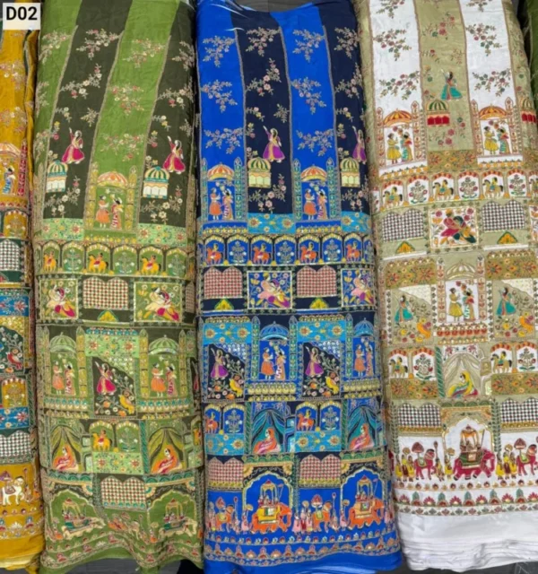 Pure natural crepe fabric 8211 heavy prints 038 coding daman - High-Quality Fabric