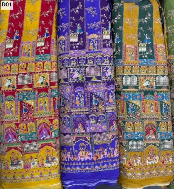 Pure natural crepe fabric 8211 heavy prints 038 coding daman - High-Quality Fabric