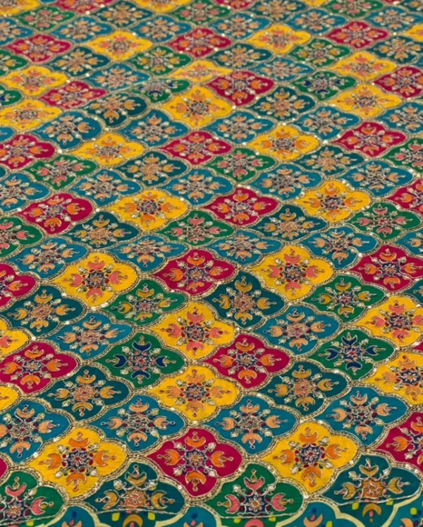 Pure natural crepe fabric geometric print wedding - High-Quality Fabric