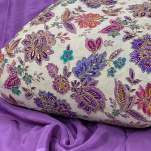 Pure natural crepe fabric with multi work embroidery 8211 shop now - High-Quality Fabric