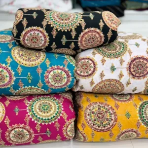Pure natural crepe fabric with position print 038 cording - High-Quality Fabric