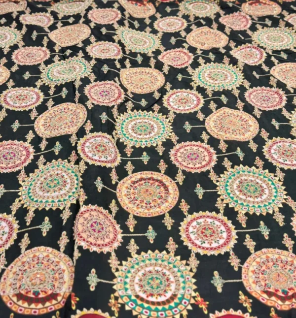 Pure natural crepe fabric with position print 038 cording - High-Quality Fabric