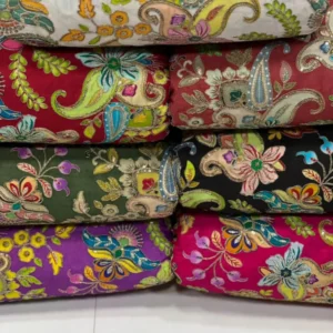 Pure natural crepe multi work floral keri print fabric 8211 7 colors - High-Quality Fabric